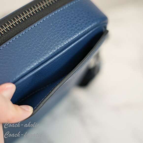 NWT Coach CL948 Stanton Crossbody Bag In Refined Pebble Leather Deep Blue - Picture 11 of 12